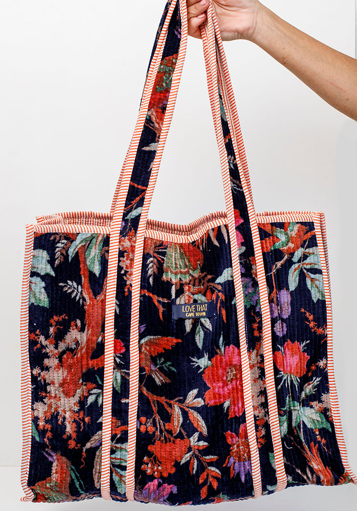 Velvet Shopper Bag | Navy