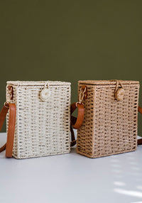 Straw Box Bag | Beige