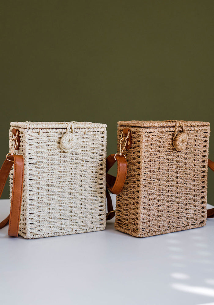 Straw Box Bag | Beige