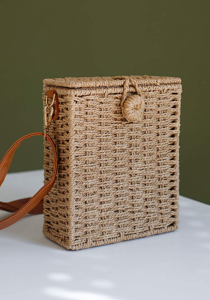 Straw Box Bag | Ecru