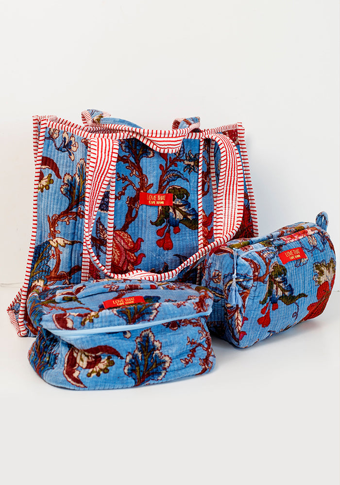 Velvet Shopper Bag | Blue