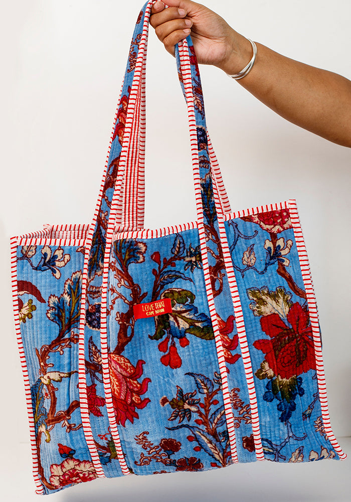 Velvet Shopper Bag | Blue