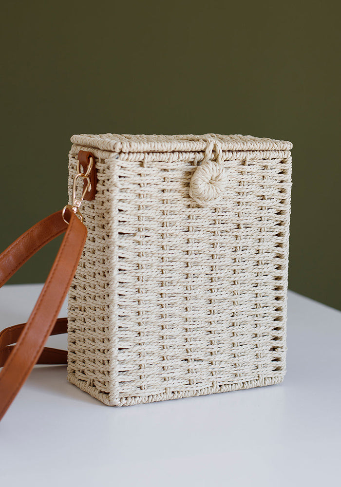 Straw Box Bag | Beige