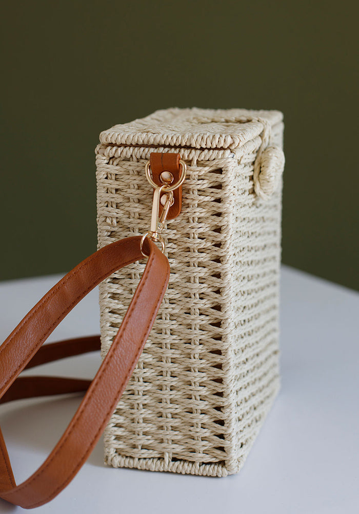 Straw Box Bag | Beige