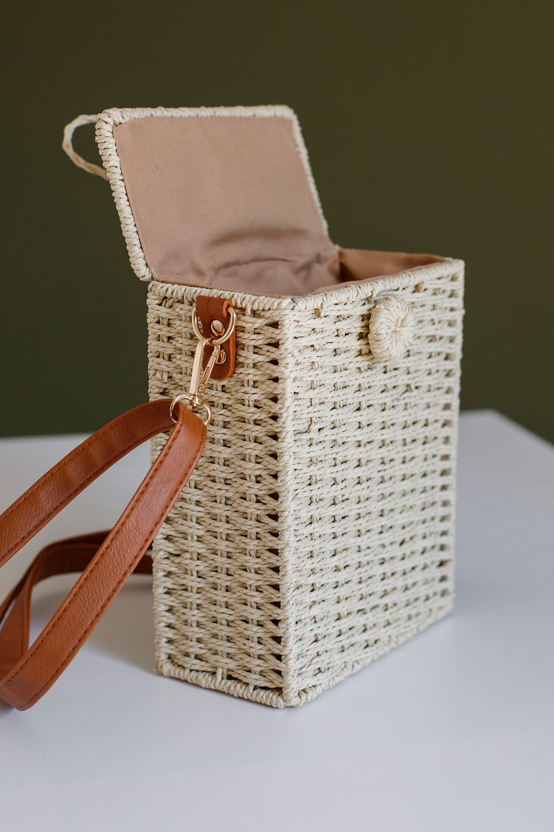 Straw Box Bag | Beige