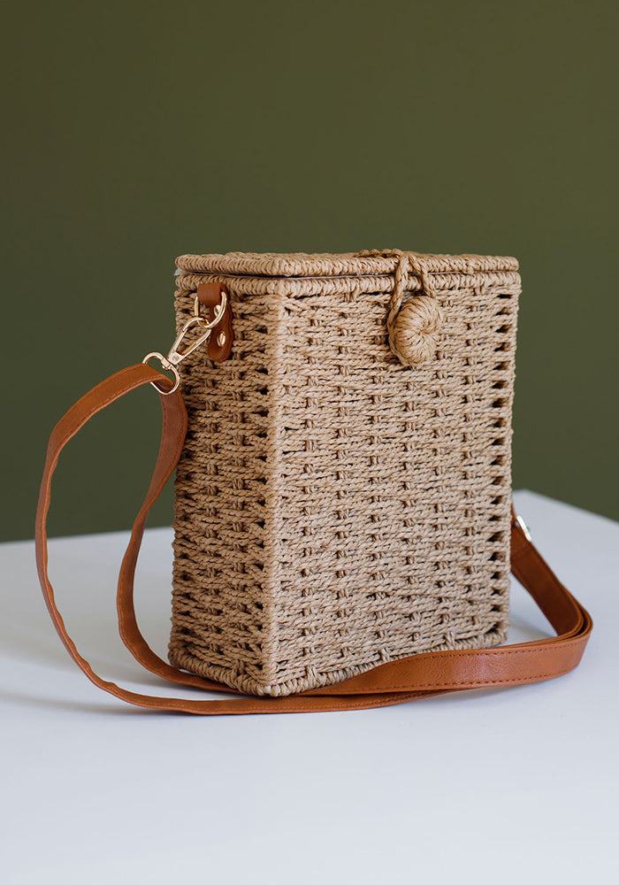 Straw Box Bag | Ecru
