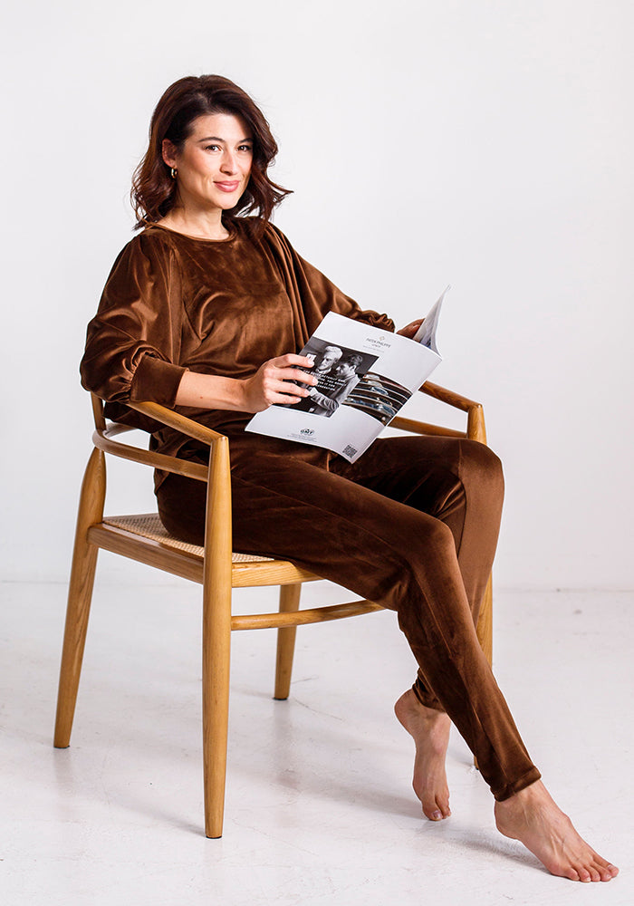 Nikki Velour Loungewear Jogger | Brown