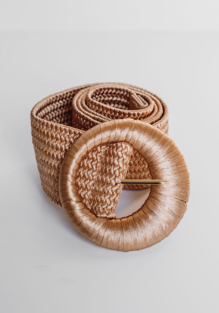 Broad Circle Buckle Belt | Rose Gold