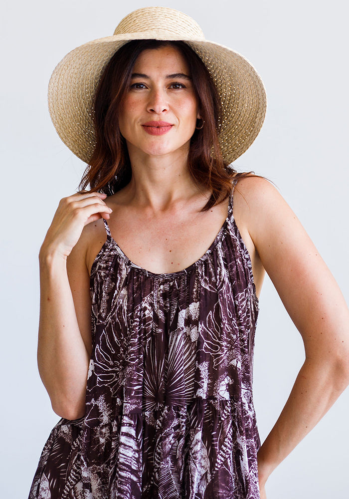 Cotton Low Back Tiered Dress | Brown