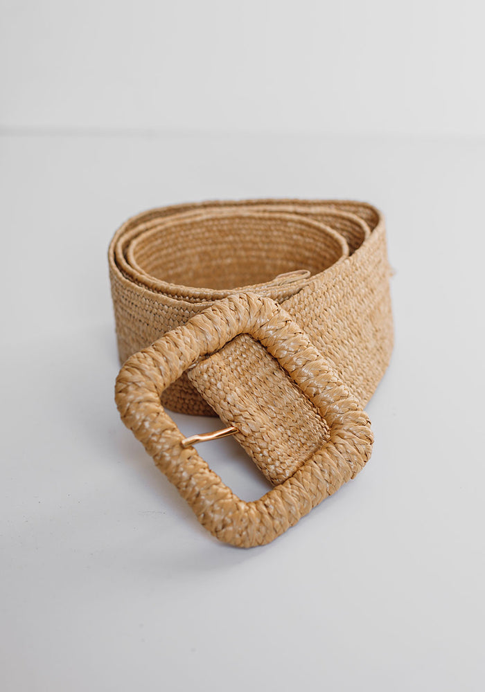 Shimmer Raffia Buckle Belt