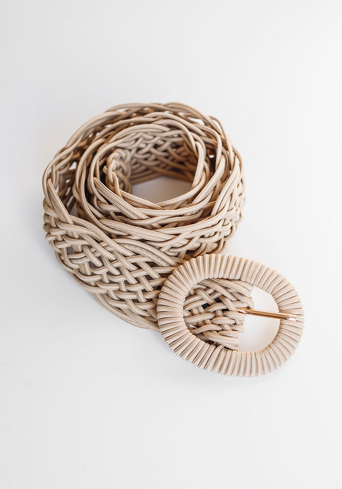 Woven Plaited Belt | Beige
