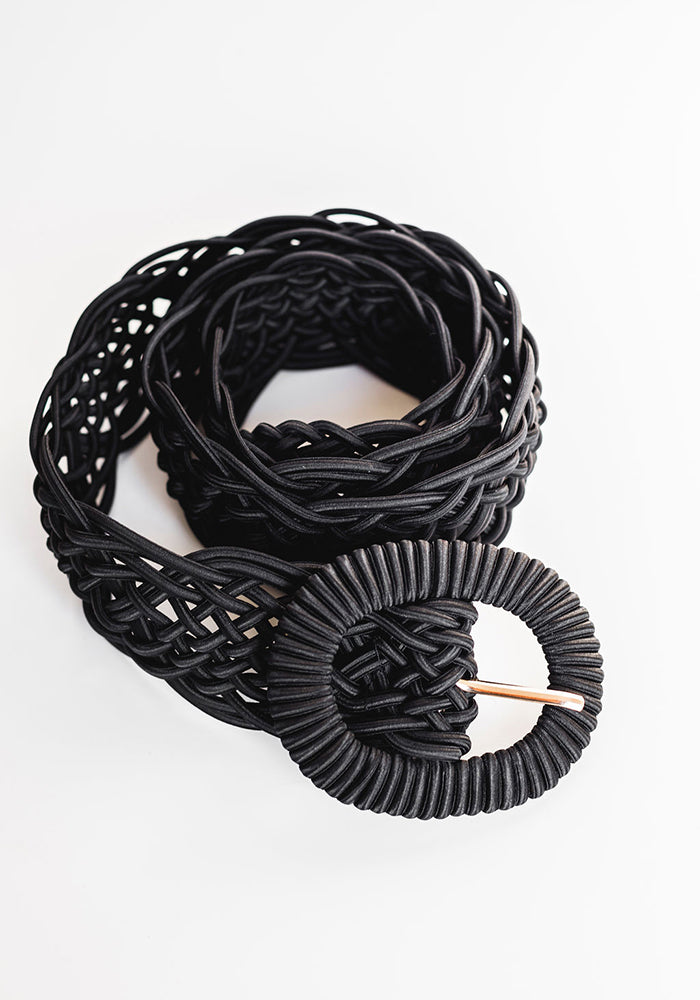 Woven Plaited Belt | Black