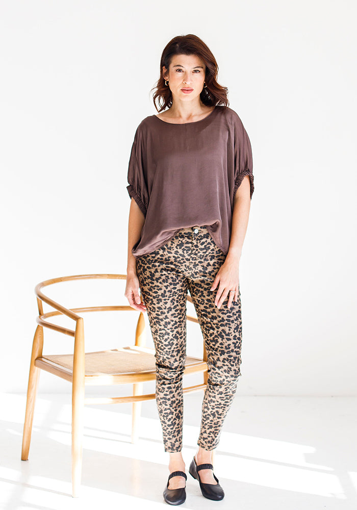 Leopard Pleather BB Pants | Brown