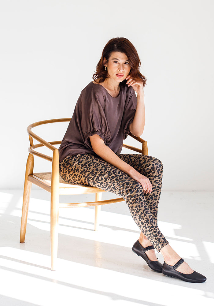Leopard Pleather BB Pants | Brown