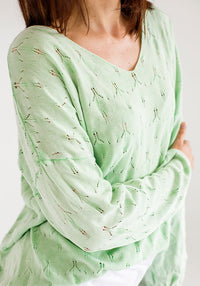 Tiﬀany Lace Stitch Cotton Knit | Mint
