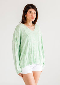 Gabriel Cable Cotton Knit | Mint