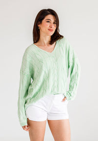 Gabriel Cable Cotton Knit | Mint