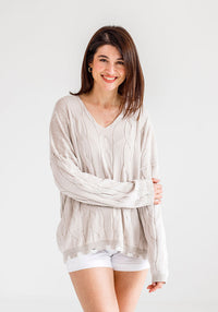 Gabriel Cable Cotton Knit | Ecru