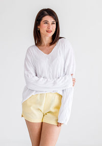 Gabriel Cable Cotton Knit | White