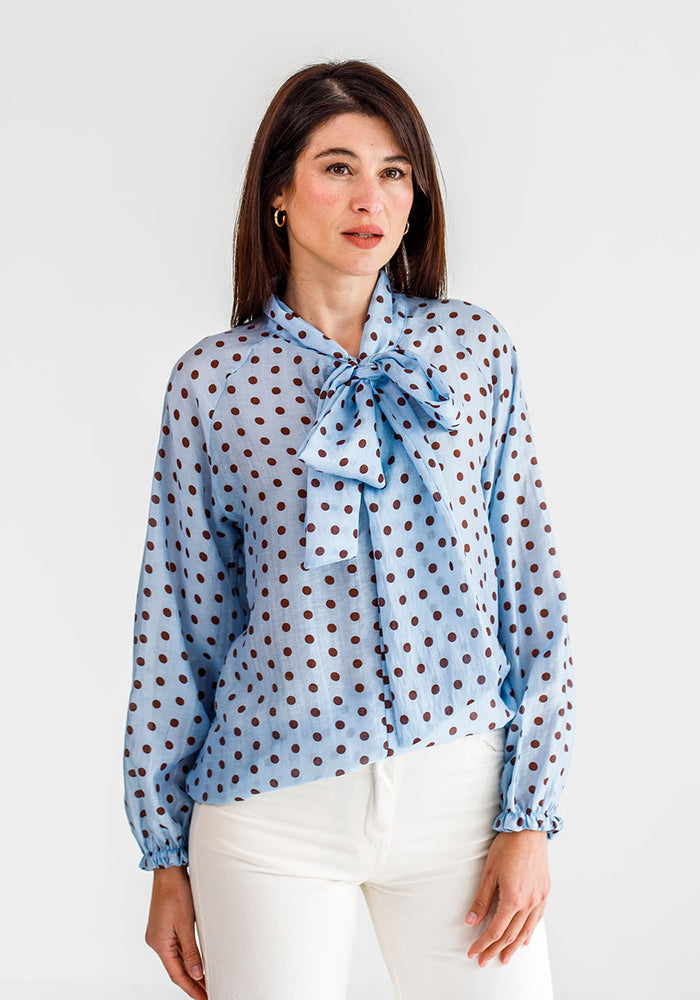 Dot Tie Blouse | Blue Dot