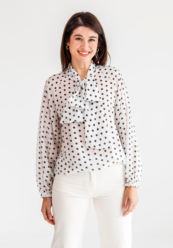 Dot Tie Blouse | Black Dot