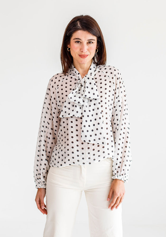 Dot Tie Blouse | Black Dot