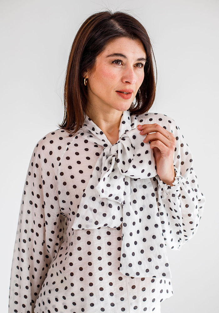 Dot Tie Blouse | Black Dot