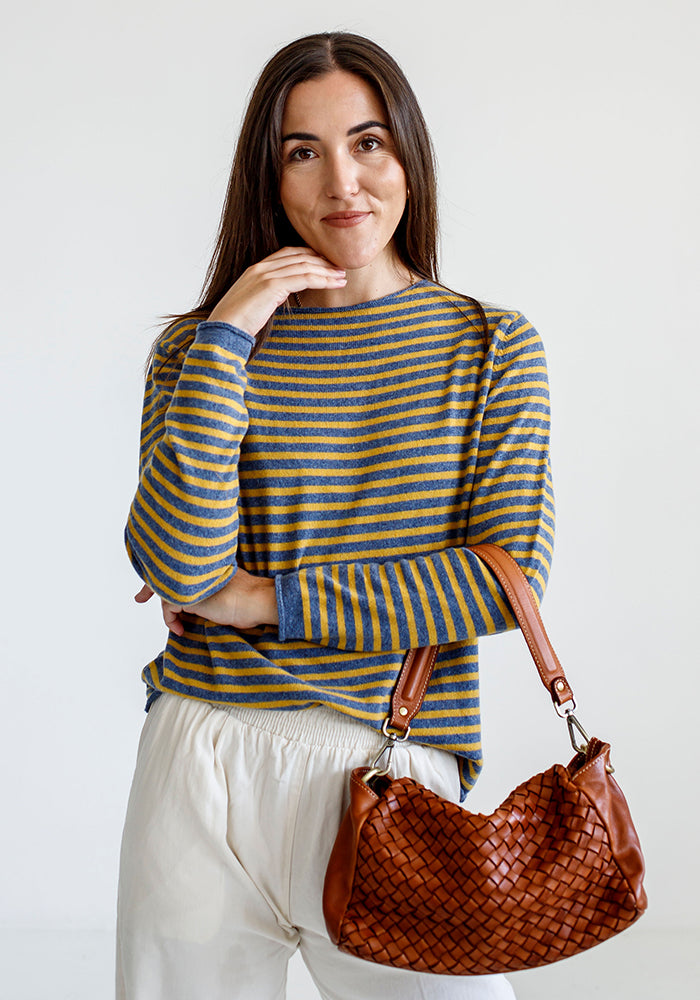 Stripe Cashmere | Navy & Mustard