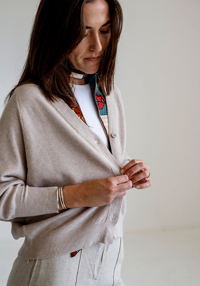 Cropped Cardigan | Beige