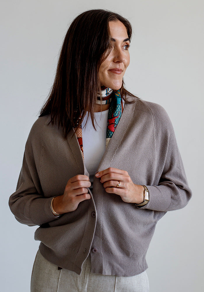 Cropped Cardigan | Taupe