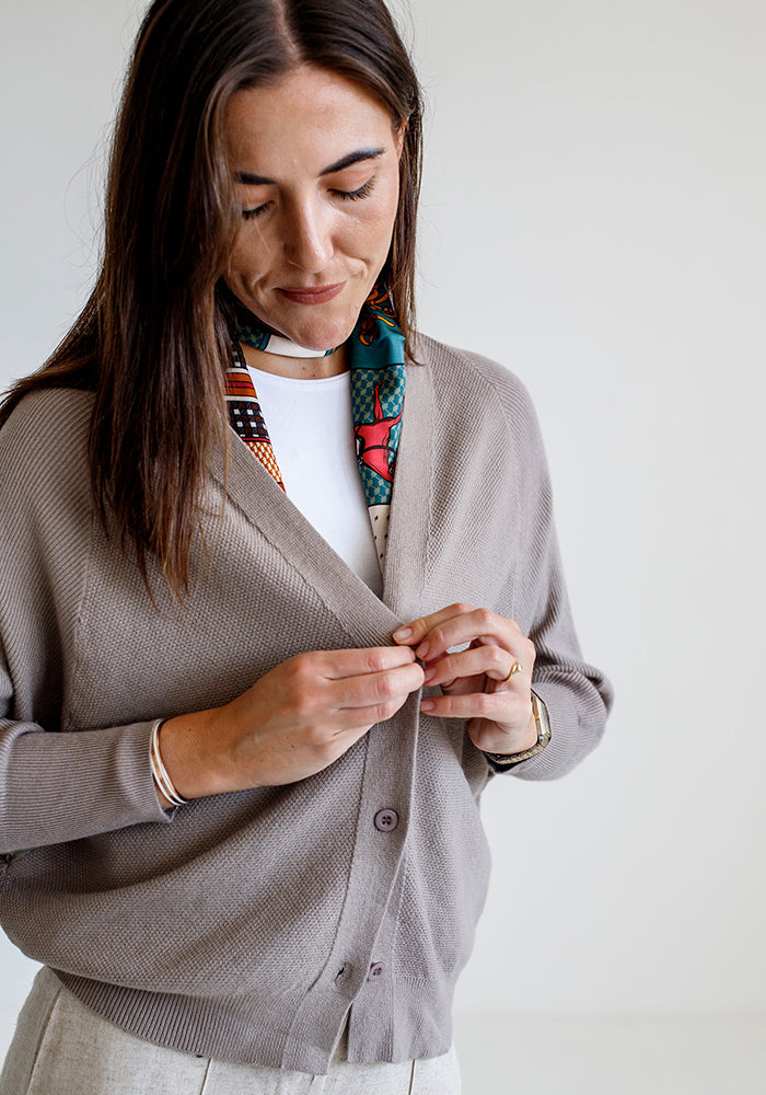 Cropped Cardigan | Taupe