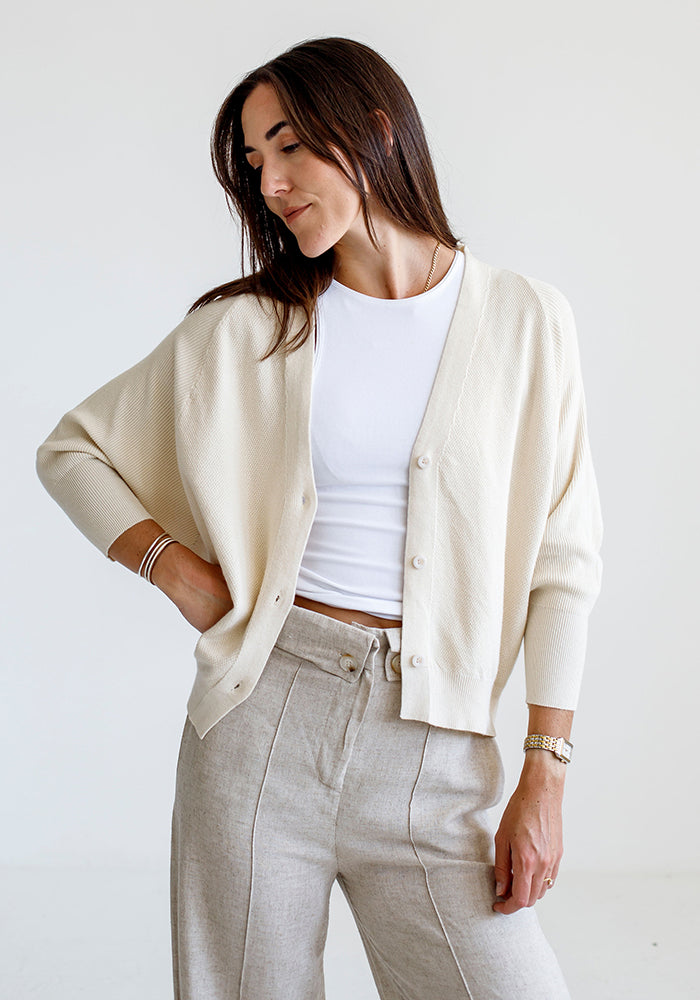 Cropped Cardigan | Ecru