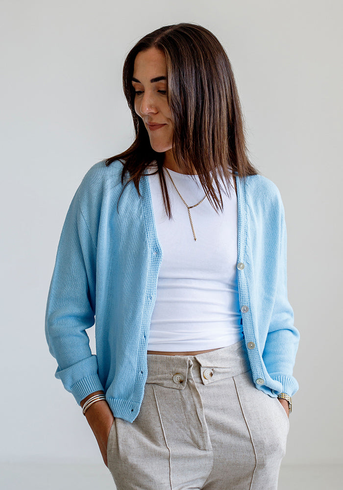 Cotton Cardigan | Baby Blue