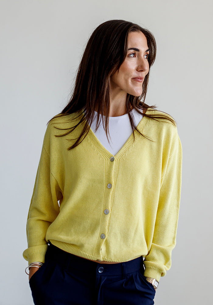 Cotton Cardigan | Yellow