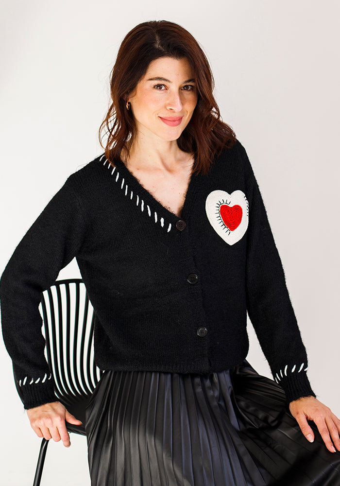 Heart Cardi Knit | Black
