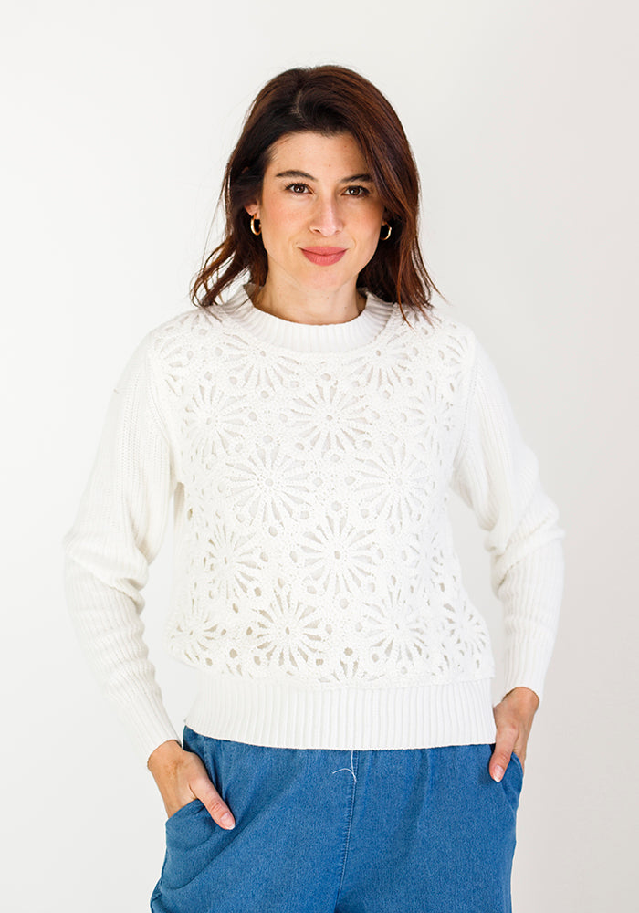 Crotchet Round Neck Knit | Milk