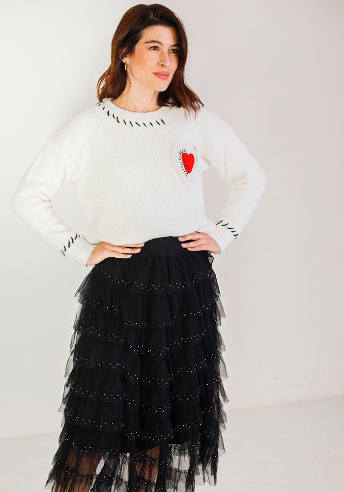 Midi Ruffle Skirt | Black