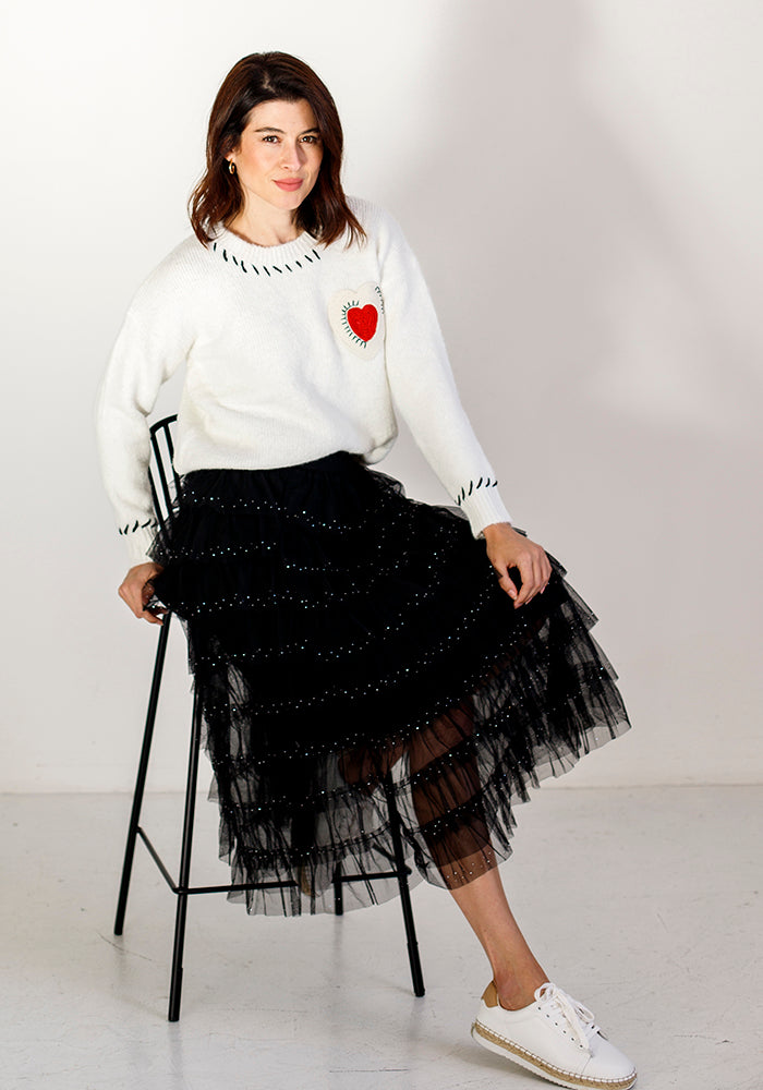Midi Ruffle Skirt | Black