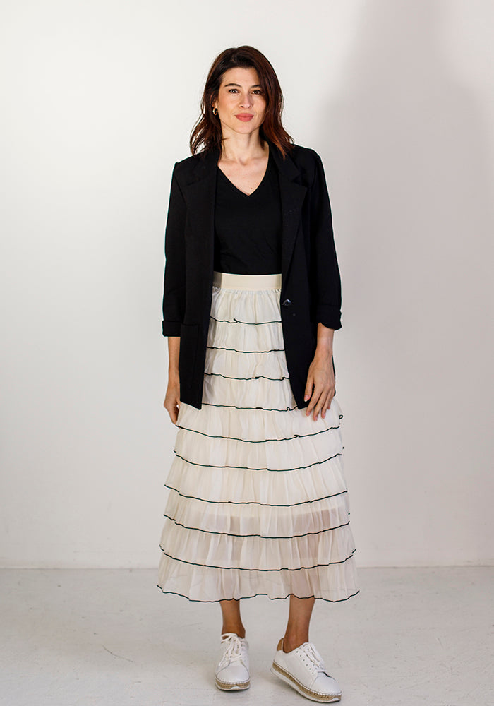 Maxi Ruffle Trim Skirt | Milk