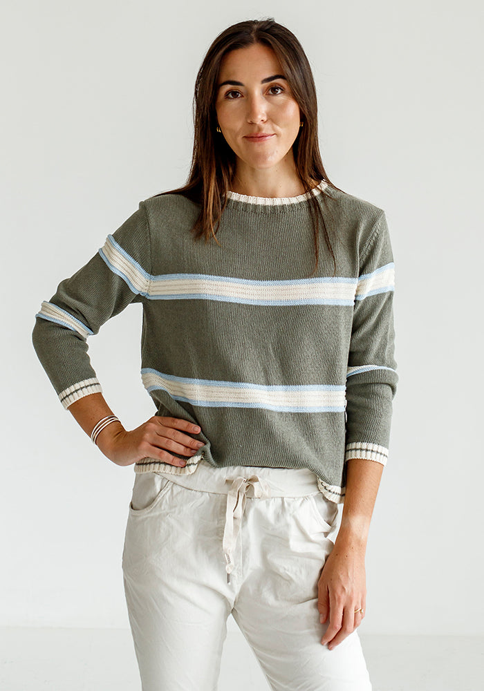 Notting Hill Jumper | Olive & Ecru