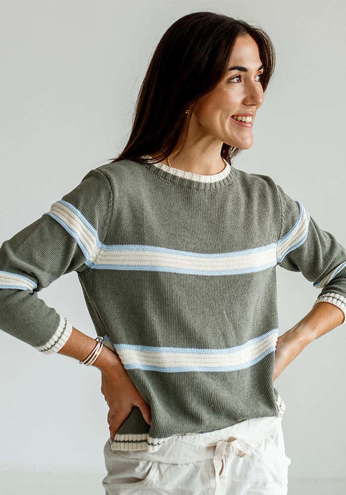Notting Hill Jumper | Olive & Ecru