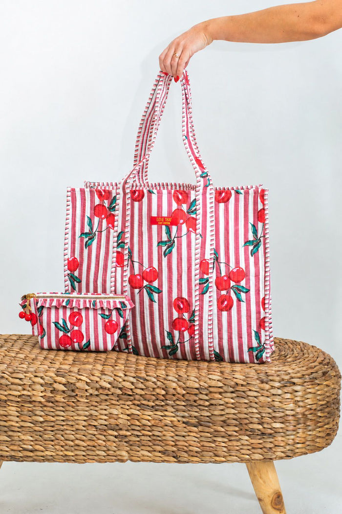 Quilted Make Up Bag | Cherry