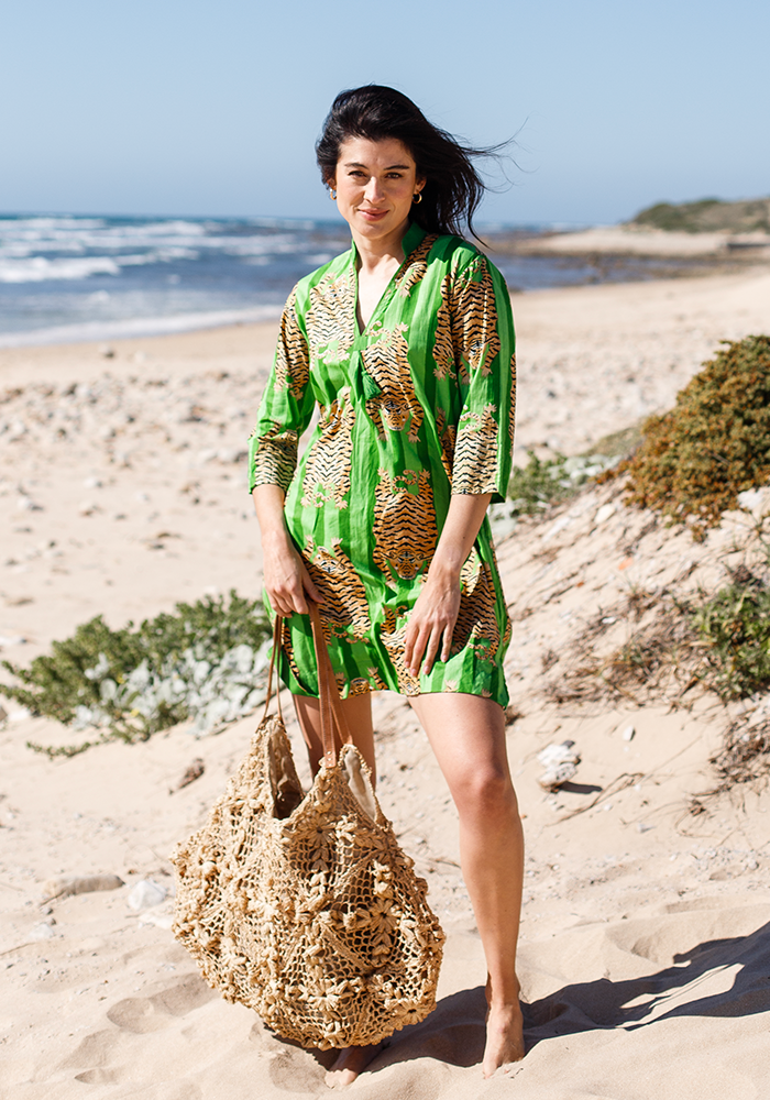 Amelia Cotton Kaftan | Green Tiger
