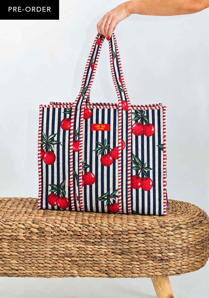 Quilted Tote Bag | Cherry